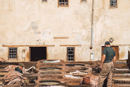 Traditional Tannery Workers at Leather Pits
